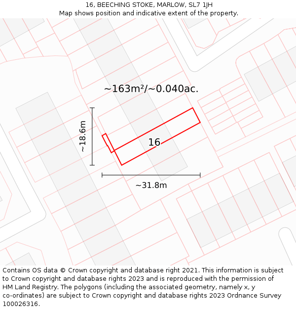 16, BEECHING STOKE, MARLOW, SL7 1JH: Plot and title map