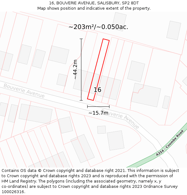 16, BOUVERIE AVENUE, SALISBURY, SP2 8DT: Plot and title map
