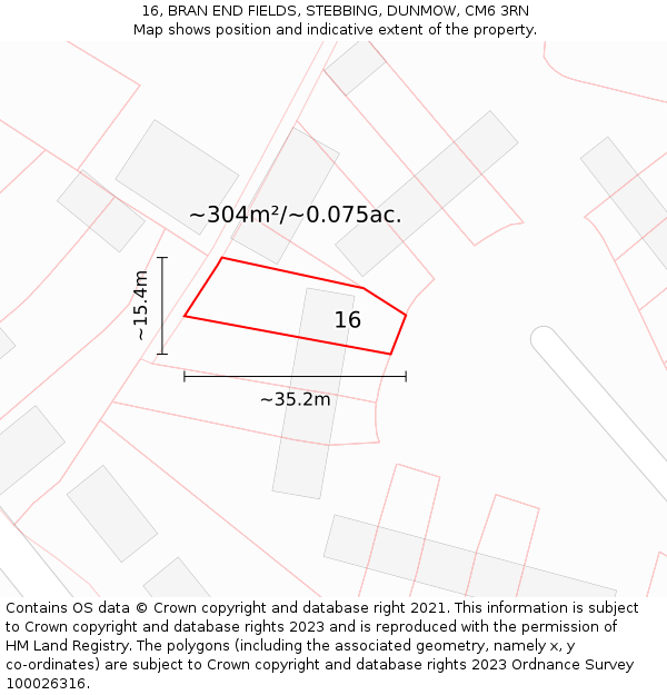 16, BRAN END FIELDS, STEBBING, DUNMOW, CM6 3RN: Plot and title map