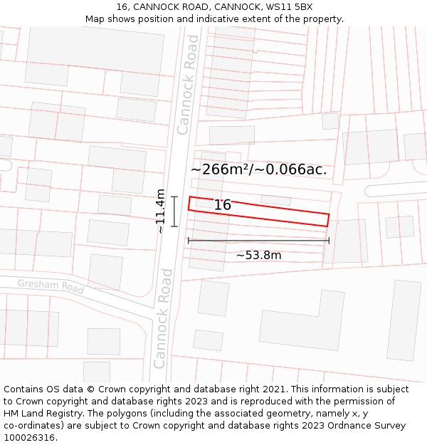 16, CANNOCK ROAD, CANNOCK, WS11 5BX: Plot and title map