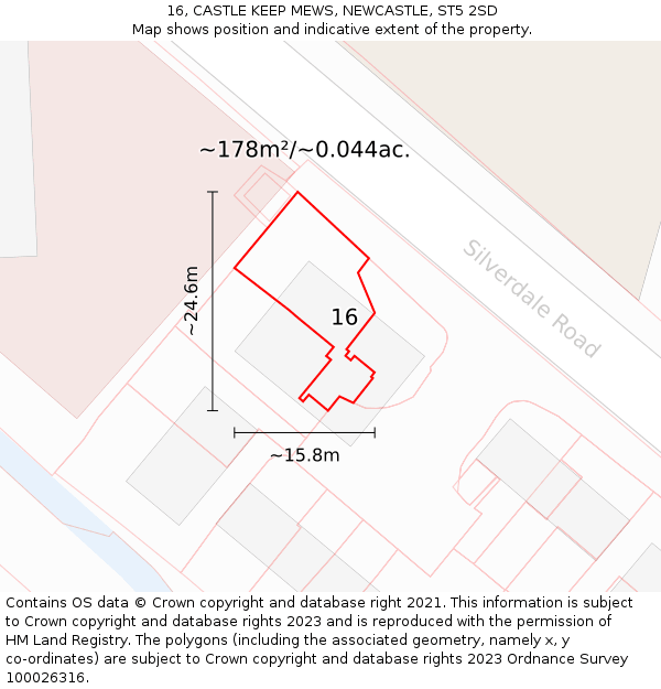 16, CASTLE KEEP MEWS, NEWCASTLE, ST5 2SD: Plot and title map