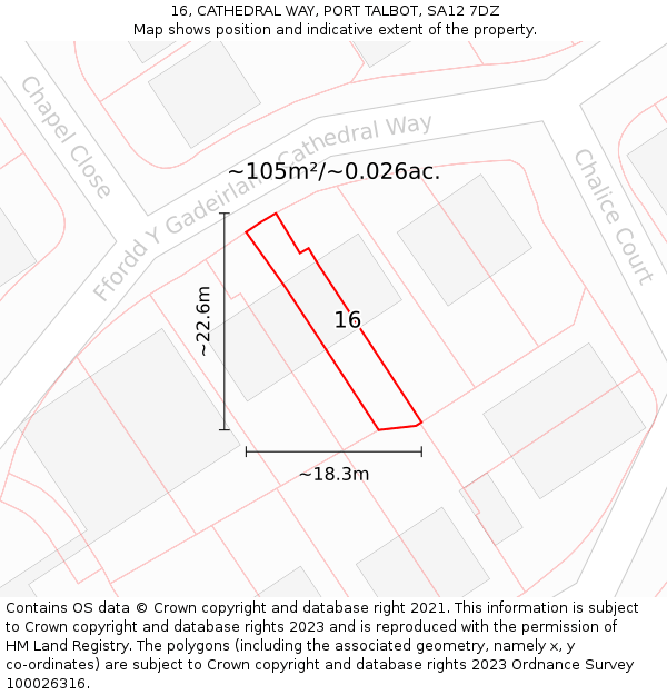 16, CATHEDRAL WAY, PORT TALBOT, SA12 7DZ: Plot and title map