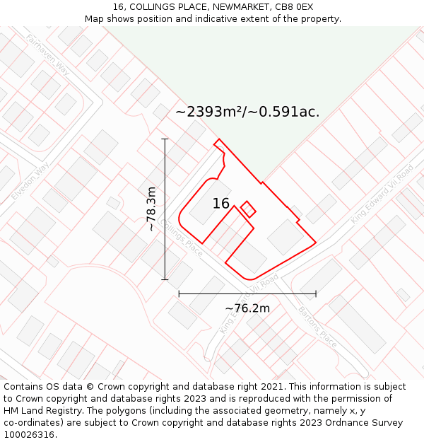 16, COLLINGS PLACE, NEWMARKET, CB8 0EX: Plot and title map