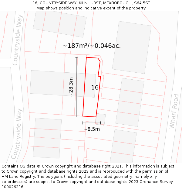 16, COUNTRYSIDE WAY, KILNHURST, MEXBOROUGH, S64 5ST: Plot and title map