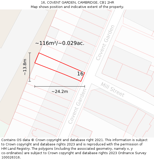 16, COVENT GARDEN, CAMBRIDGE, CB1 2HR: Plot and title map