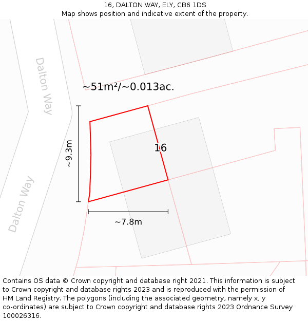 16, DALTON WAY, ELY, CB6 1DS: Plot and title map