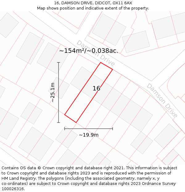 16, DAMSON DRIVE, DIDCOT, OX11 6AX: Plot and title map