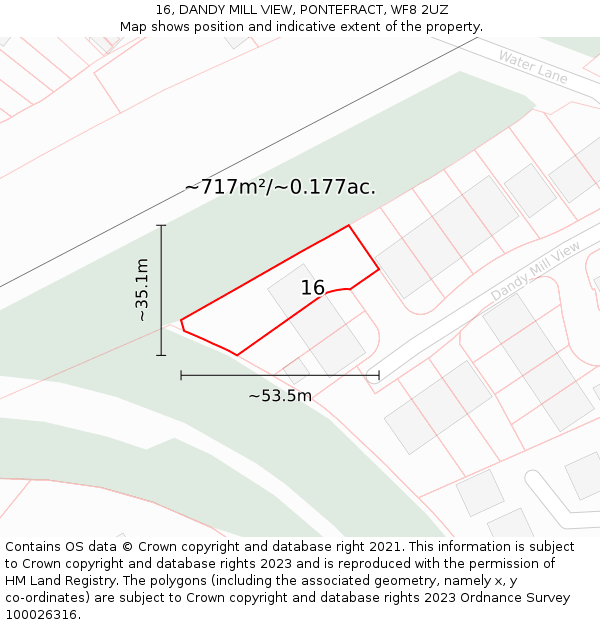 16, DANDY MILL VIEW, PONTEFRACT, WF8 2UZ: Plot and title map