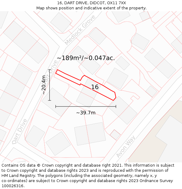 16, DART DRIVE, DIDCOT, OX11 7XX: Plot and title map