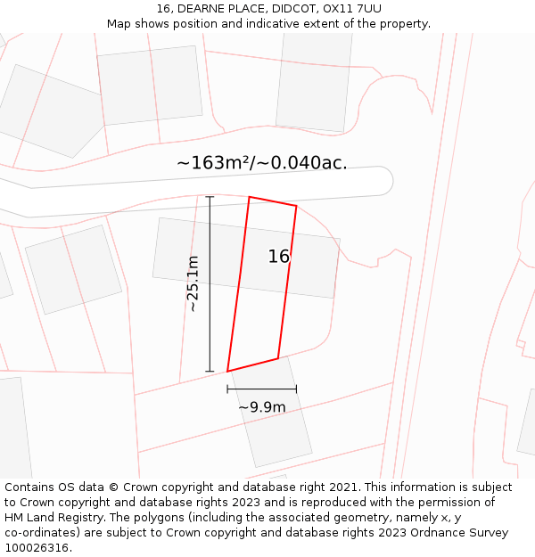 16, DEARNE PLACE, DIDCOT, OX11 7UU: Plot and title map