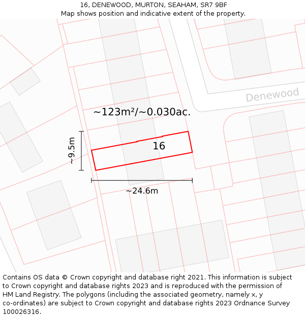 16, DENEWOOD, MURTON, SEAHAM, SR7 9BF: Plot and title map