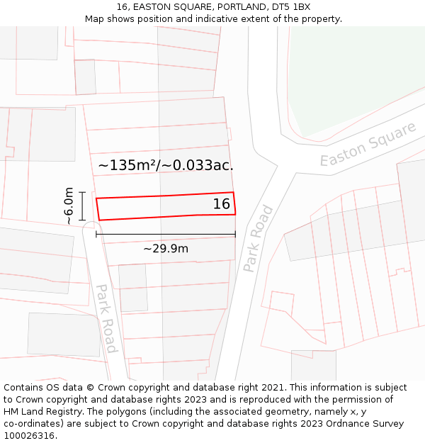 16, EASTON SQUARE, PORTLAND, DT5 1BX: Plot and title map
