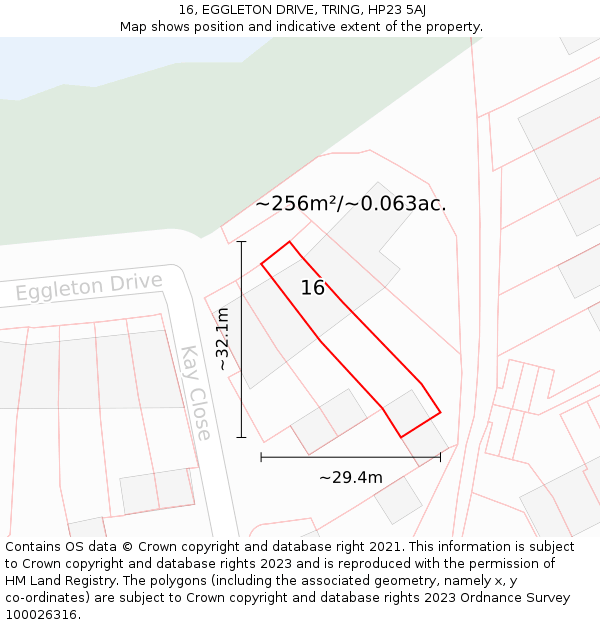 16, EGGLETON DRIVE, TRING, HP23 5AJ: Plot and title map