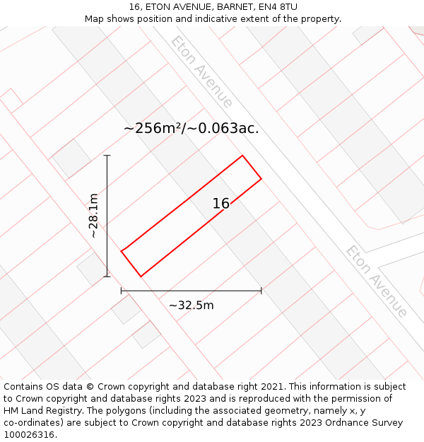 16, ETON AVENUE, BARNET, EN4 8TU: Plot and title map