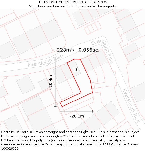 16, EVERSLEIGH RISE, WHITSTABLE, CT5 3RN: Plot and title map