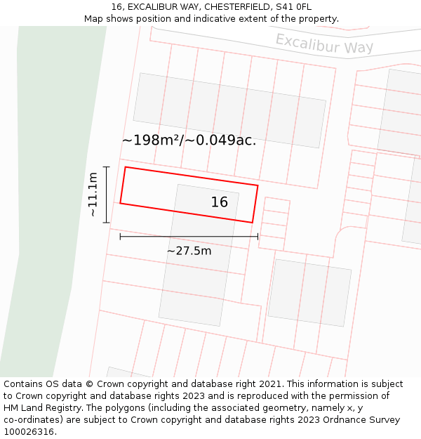 16, EXCALIBUR WAY, CHESTERFIELD, S41 0FL: Plot and title map