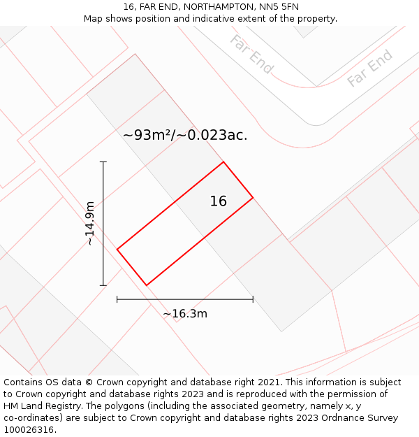 16, FAR END, NORTHAMPTON, NN5 5FN: Plot and title map