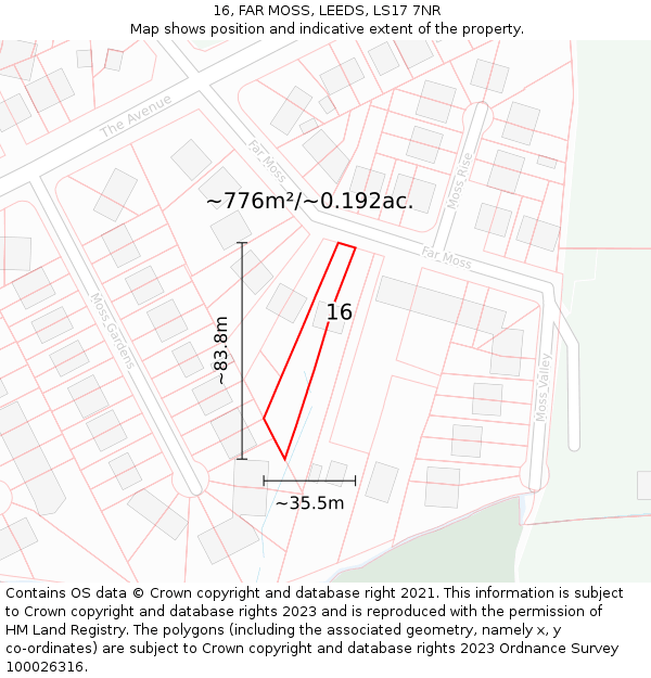 16, FAR MOSS, LEEDS, LS17 7NR: Plot and title map