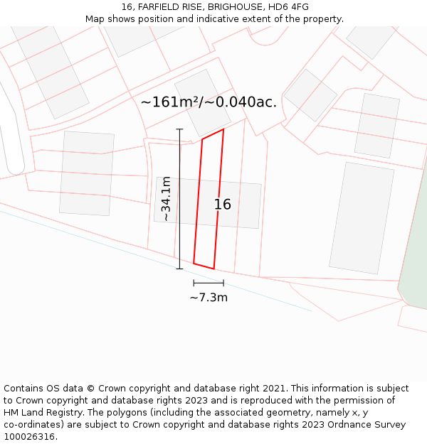 16, FARFIELD RISE, BRIGHOUSE, HD6 4FG: Plot and title map