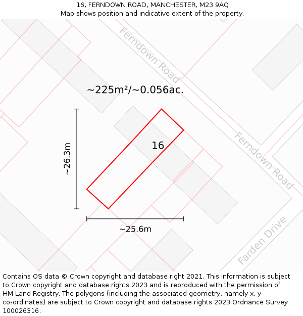 16, FERNDOWN ROAD, MANCHESTER, M23 9AQ: Plot and title map
