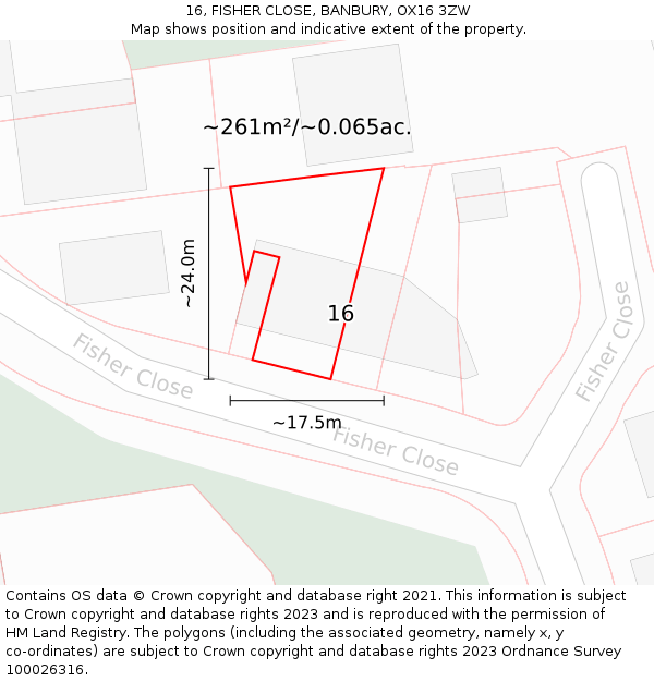 16, FISHER CLOSE, BANBURY, OX16 3ZW: Plot and title map