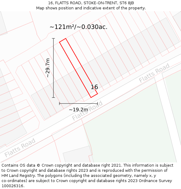 16, FLATTS ROAD, STOKE-ON-TRENT, ST6 8JB: Plot and title map