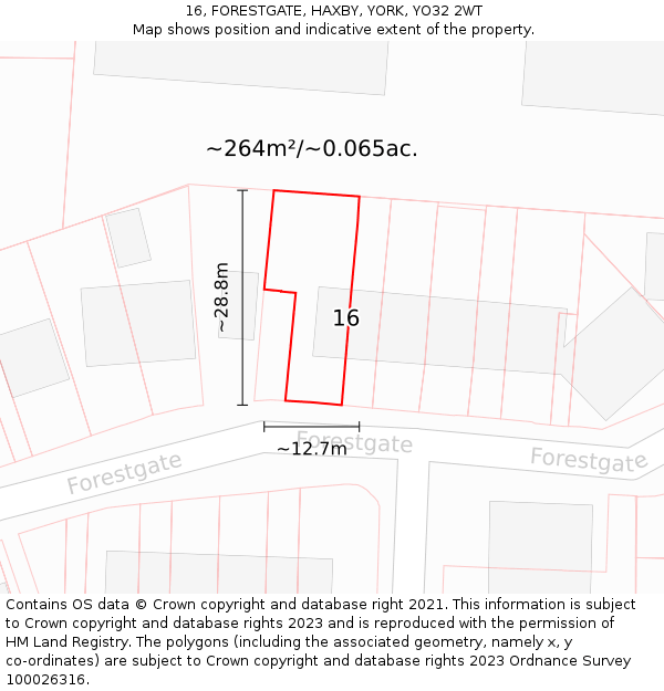16, FORESTGATE, HAXBY, YORK, YO32 2WT: Plot and title map