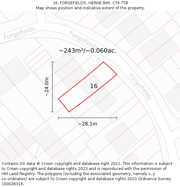 16, FORGEFIELDS, HERNE BAY, CT6 7TB: Plot and title map