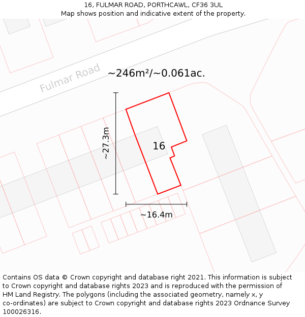16, FULMAR ROAD, PORTHCAWL, CF36 3UL: Plot and title map