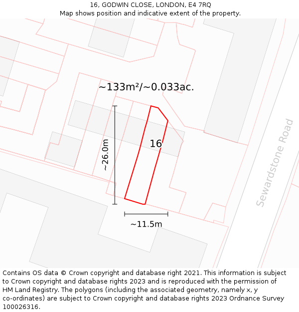16, GODWIN CLOSE, LONDON, E4 7RQ: Plot and title map