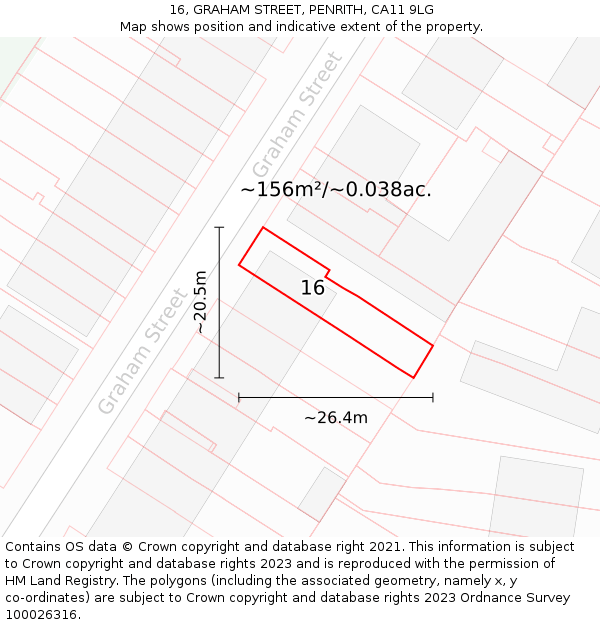 16, GRAHAM STREET, PENRITH, CA11 9LG: Plot and title map