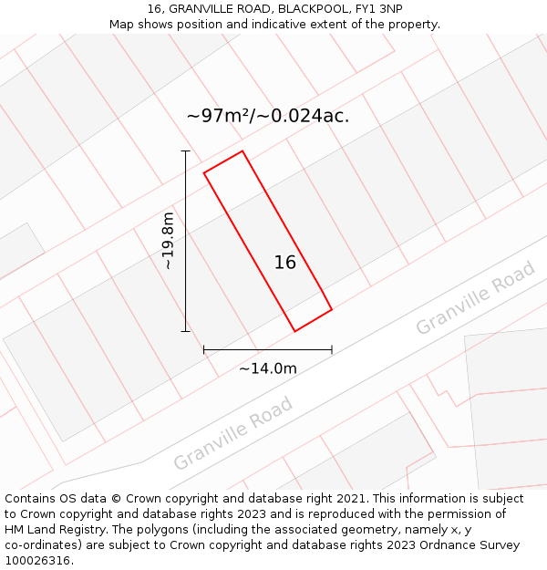 16, GRANVILLE ROAD, BLACKPOOL, FY1 3NP: Plot and title map