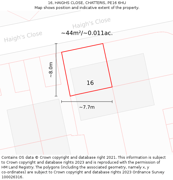 16, HAIGHS CLOSE, CHATTERIS, PE16 6HU: Plot and title map