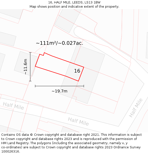 16, HALF MILE, LEEDS, LS13 1BW: Plot and title map