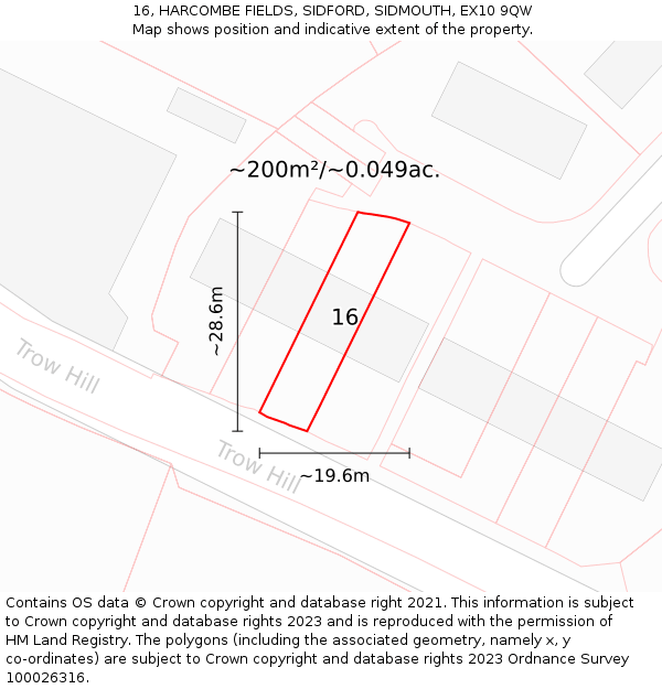 16, HARCOMBE FIELDS, SIDFORD, SIDMOUTH, EX10 9QW: Plot and title map