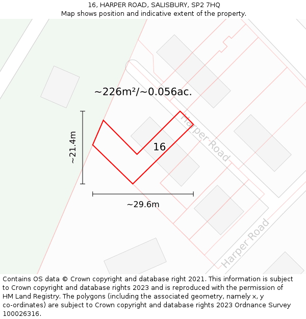 16, HARPER ROAD, SALISBURY, SP2 7HQ: Plot and title map