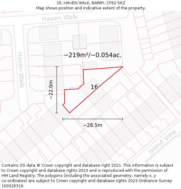 16, HAVEN WALK, BARRY, CF62 5AZ: Plot and title map