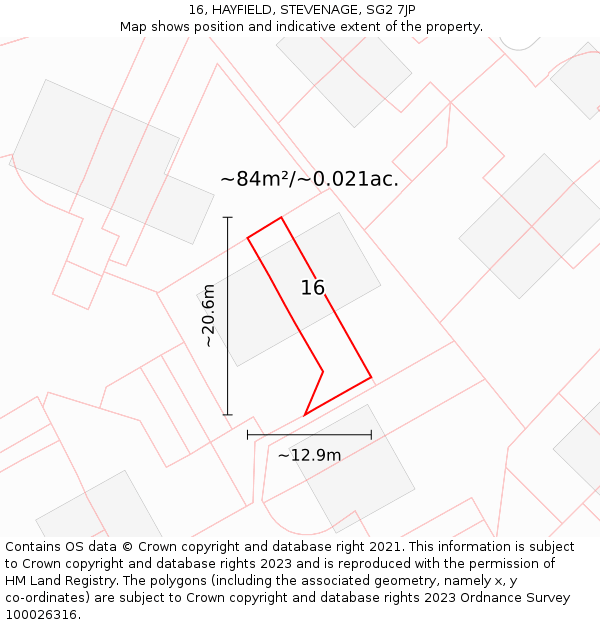 16, HAYFIELD, STEVENAGE, SG2 7JP: Plot and title map