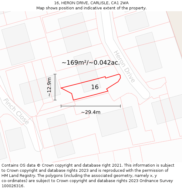 16, HERON DRIVE, CARLISLE, CA1 2WA: Plot and title map