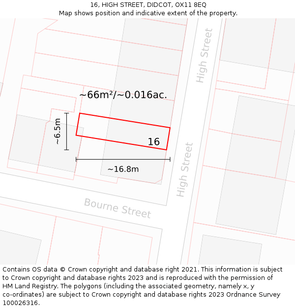 16, HIGH STREET, DIDCOT, OX11 8EQ: Plot and title map