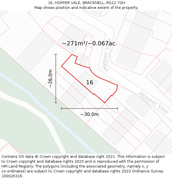 16, HOPPER VALE, BRACKNELL, RG12 7GH: Plot and title map