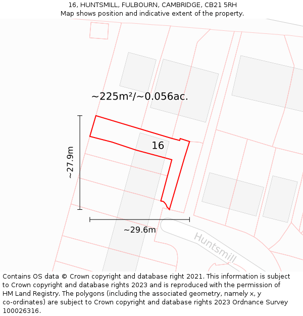 16, HUNTSMILL, FULBOURN, CAMBRIDGE, CB21 5RH: Plot and title map