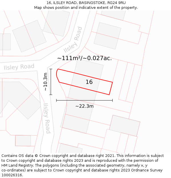 16, ILSLEY ROAD, BASINGSTOKE, RG24 9RU: Plot and title map