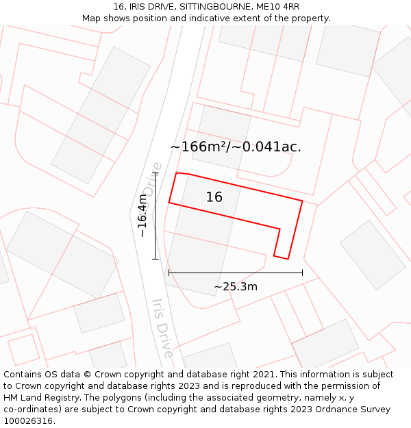 16, IRIS DRIVE, SITTINGBOURNE, ME10 4RR: Plot and title map