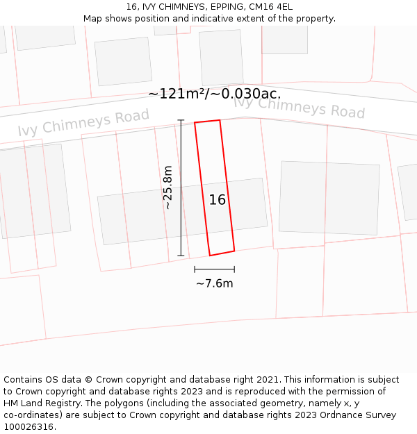 16, IVY CHIMNEYS, EPPING, CM16 4EL: Plot and title map