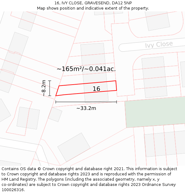 16, IVY CLOSE, GRAVESEND, DA12 5NP: Plot and title map
