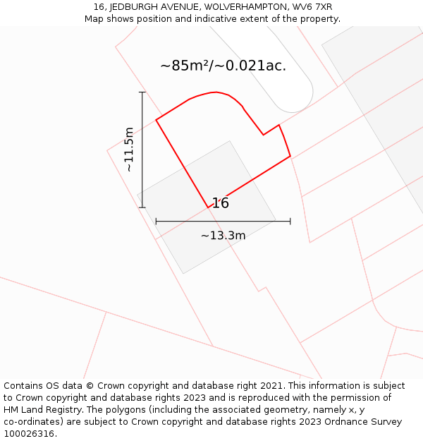 16, JEDBURGH AVENUE, WOLVERHAMPTON, WV6 7XR: Plot and title map