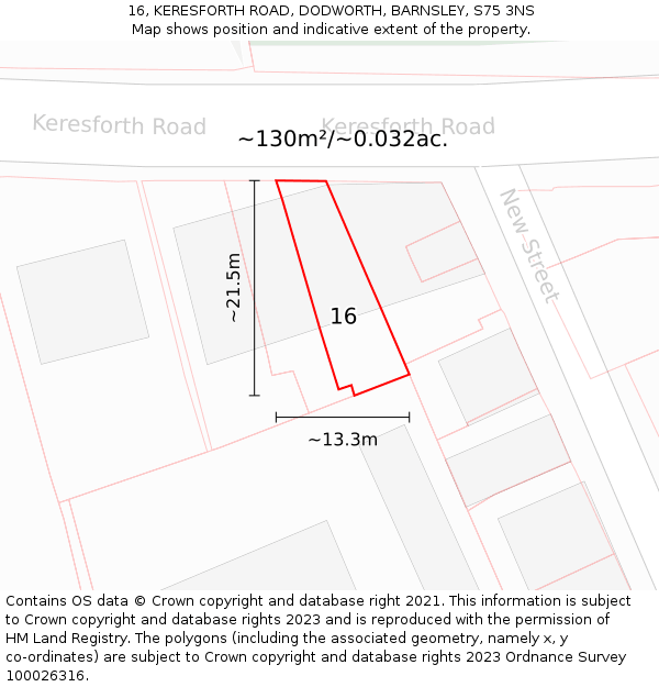 16, KERESFORTH ROAD, DODWORTH, BARNSLEY, S75 3NS: Plot and title map