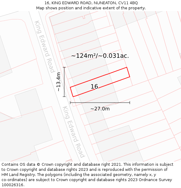 16, KING EDWARD ROAD, NUNEATON, CV11 4BQ: Plot and title map