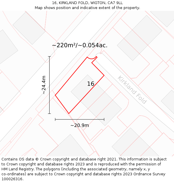 16, KIRKLAND FOLD, WIGTON, CA7 9LL: Plot and title map